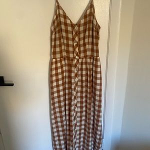 A New Day Target Tan Gingham Dress with Pockets